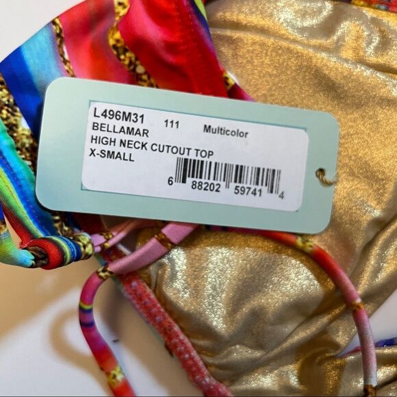 Luli Fama Bellamar High Neck Cutout Bikini Top nwt - Picture 4 of 8